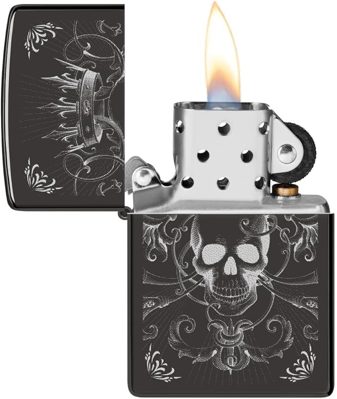 Encendedor Zippo personalizado diseño calavera negro miniatura 5