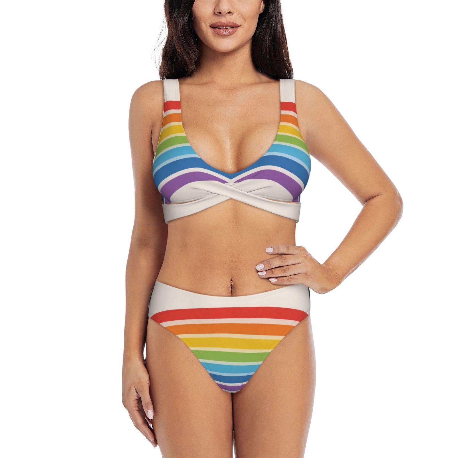 Bikini croisé pour femme push-up triangle réglable maillot deux pièces - 8