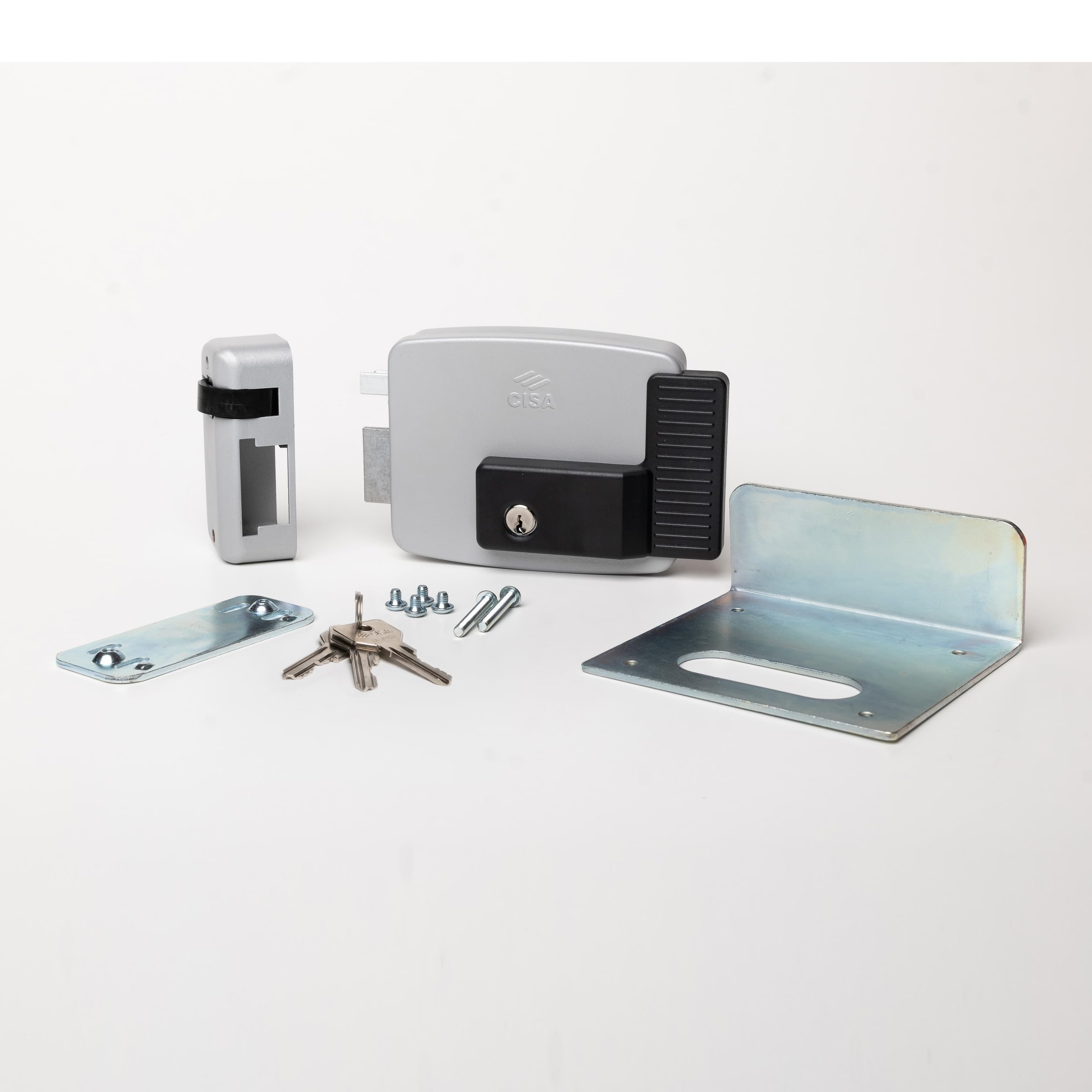 Cisa Alu Grey - Electric Lock To Apply 111721602N7 - Electrolock In Painted Steel With Internal Key - External Gate Lock Entry 60 Adjustable - Left Hand