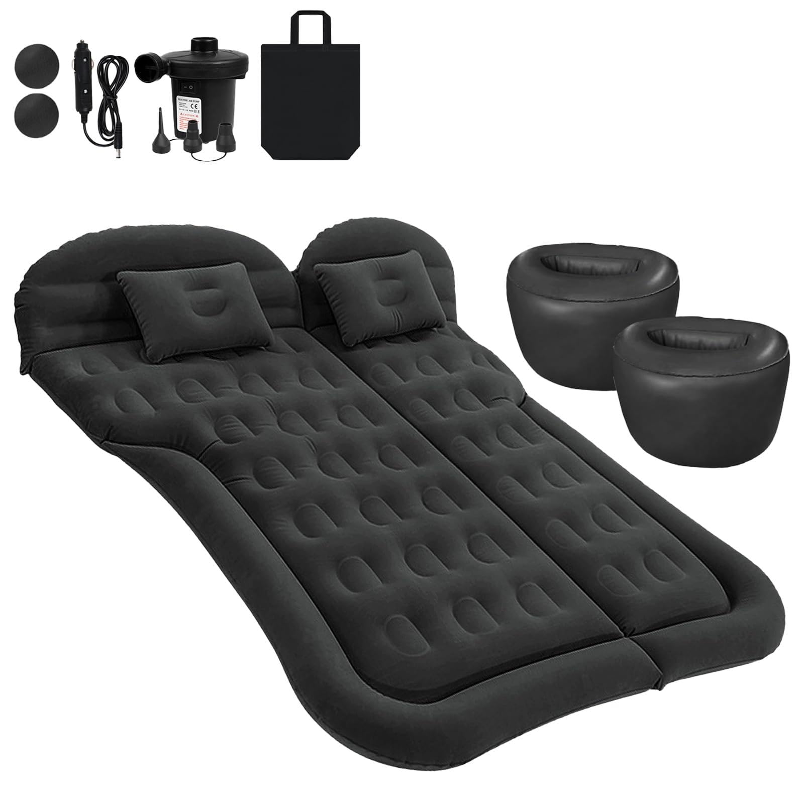 Matelas Gonflable SUV Siège Arrière,Lit Auto Pliable avec Pompe à Oreillers | Matelas banquette arrière SUV et camion, pliable portable, supporte 250 kg max, parfait pour camping et voyages
