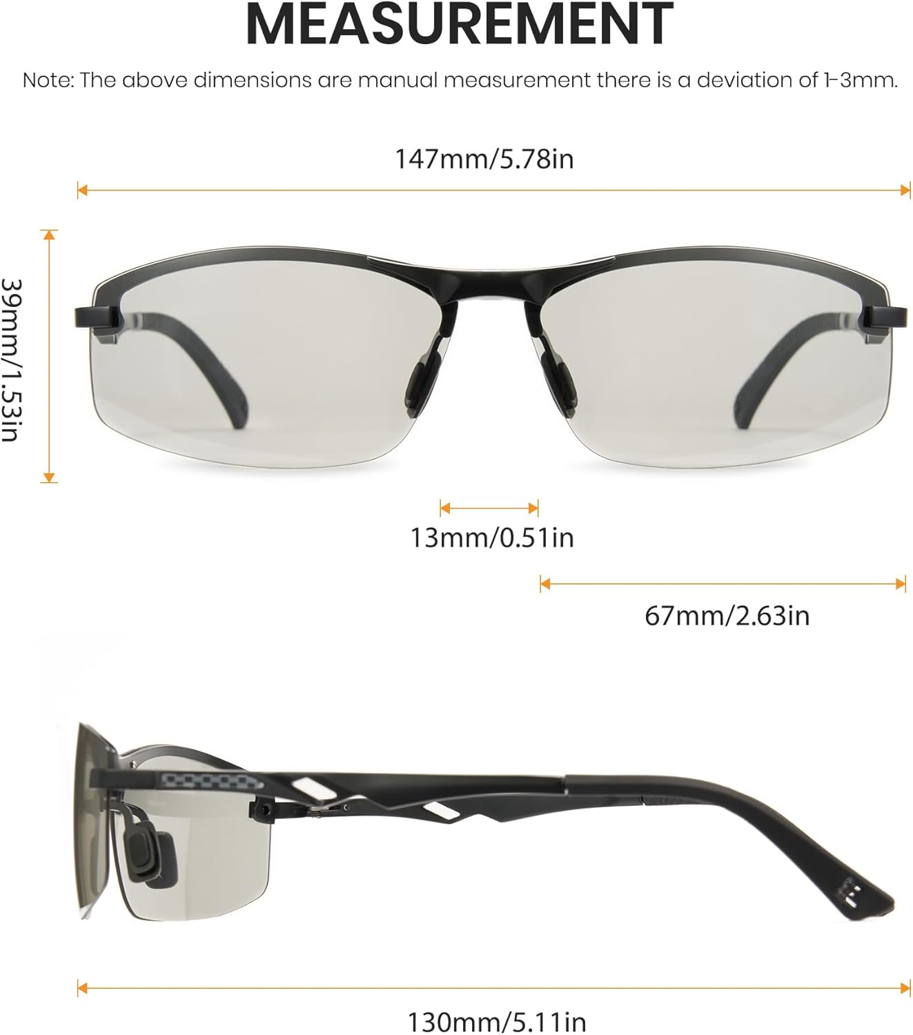 Cyxus 2024 Photochromic Sunglasses for Men Polarized UV Protection TAC Lens Fashion Ultralight Al&Mg Frame Male Shades