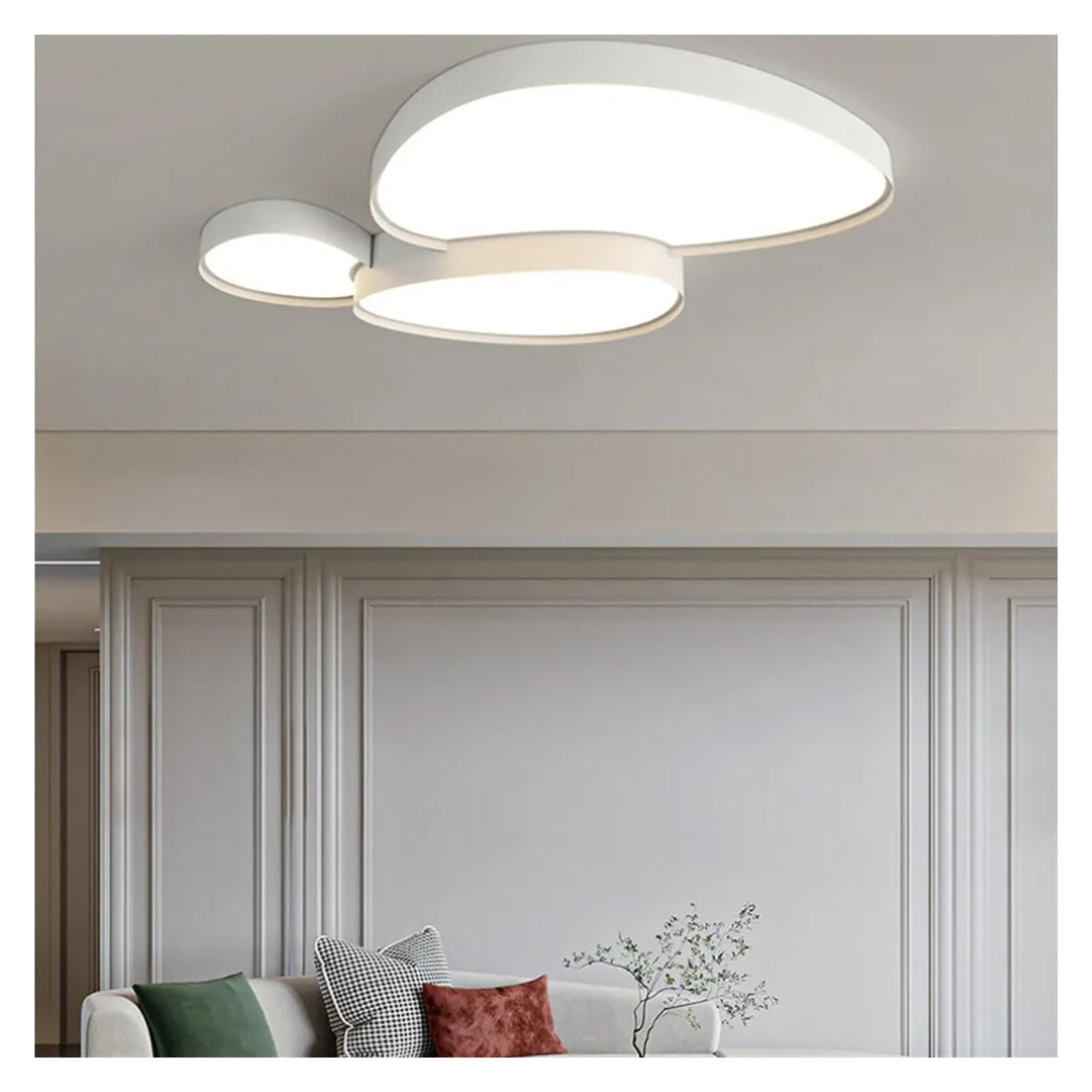 Modne lampy sufitowe LED z możliwością ściemniania, czarno-białe, pasują do salonu, sypialni, łazienki, wystroju domu, oświetlenia wewnętrznego, oświetlenia