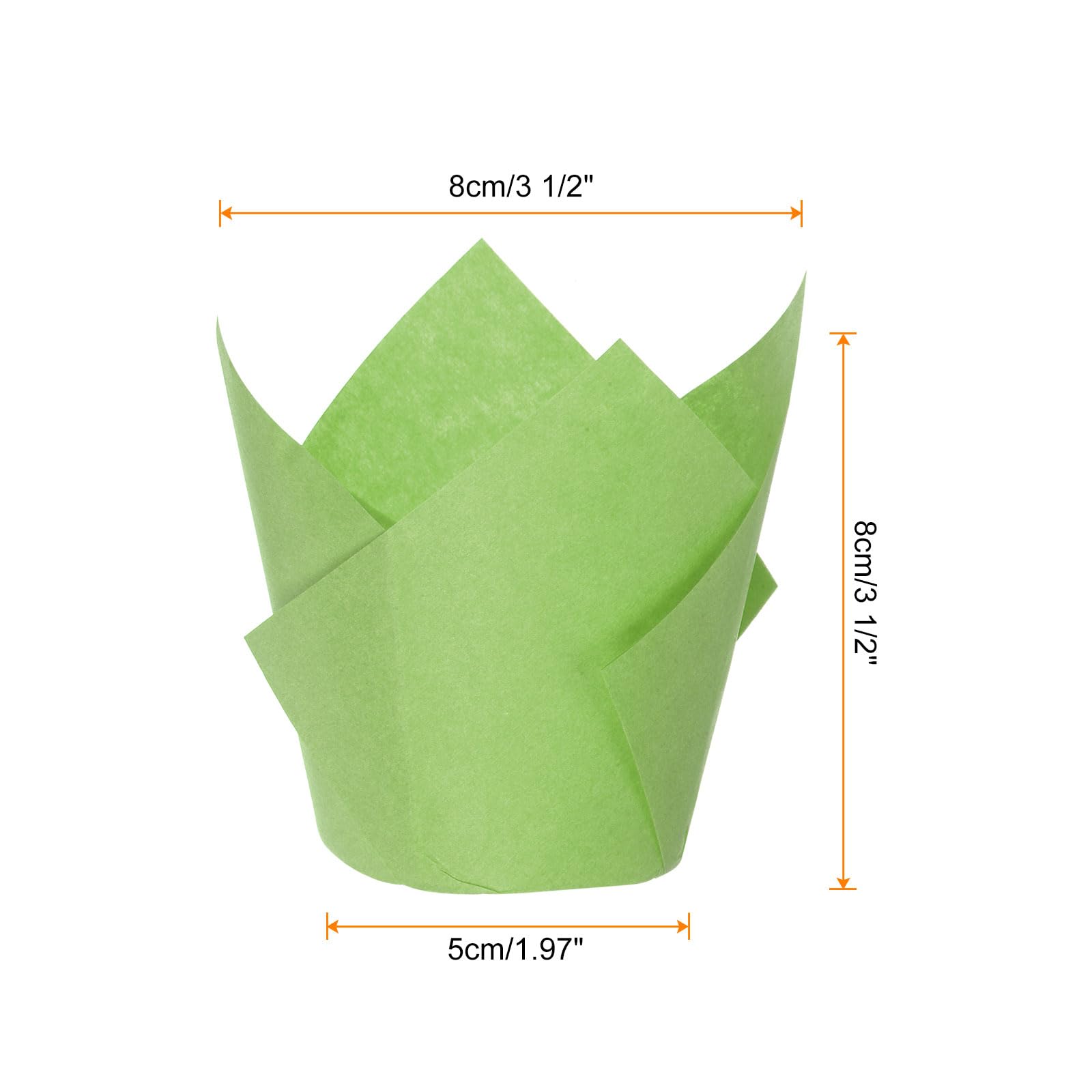 HARFINGTON 50 moldes de tulipán para cupcakes, tazas de papel estándar para hornear, envoltorios a prueba de grasa, desechables para banquetes de cumpleaños, fiestas, color verde