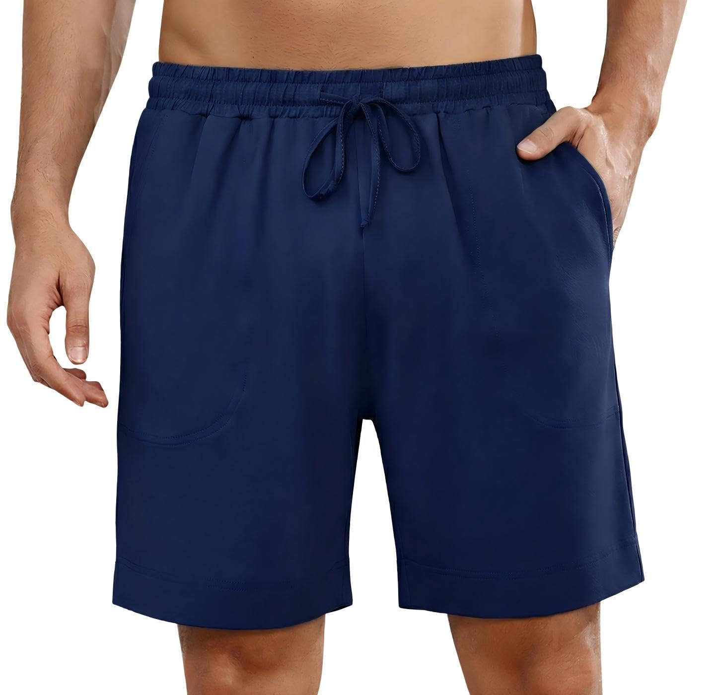 Bresdk Pantalones Cortos Hombre Pantalon Pijama Corto Hombre Algodon Pijama Verano con Coulisse y Bolsillos S-3XL