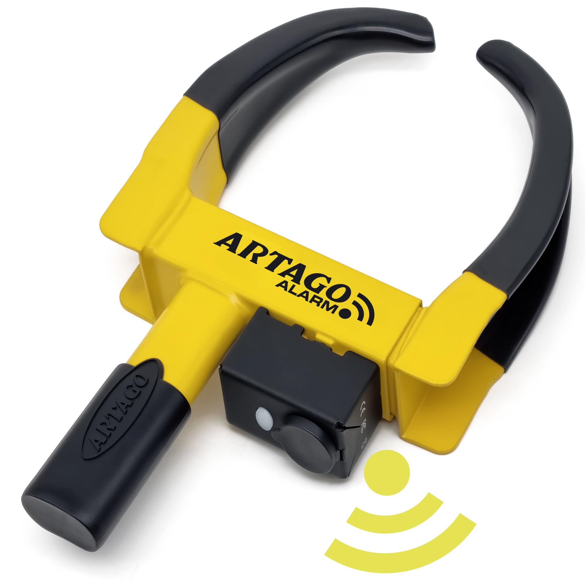 ARTAGO ART872 High-End Alarm Wheel Clamp Lock, Exclusive Patented Anti Theft Device, Don't Touch System, 120dB, Long Lasting Battery, Universal Auto Car Boot for Tires Trailer, Van, Golf Cart, Camper