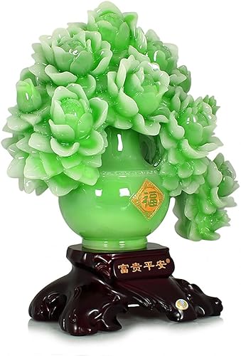 Miniatura 2 de Estatua de flor de peonía Fengs Shui de gran tamaño, el mejor regalo de felicitación de inauguración de la casa, atrae riqueza y buena suerte,