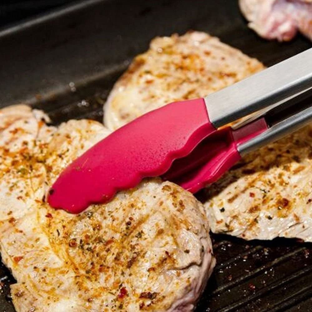 sztuk 7 Cal szczypce nylonowe do grillowania porady kuchnia Mini szczypce żaroodporne nylonowe szczypce do gotowania stalowe szczypce do żywności akcesoria kuchenne
