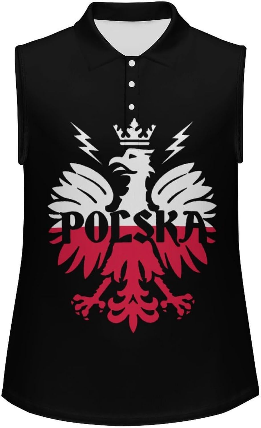 Polska Poland Polish Flag Golf Shirts for Women V Neck Tennis Polo Tank Tops Blouses Sleeveless T-Shirts
