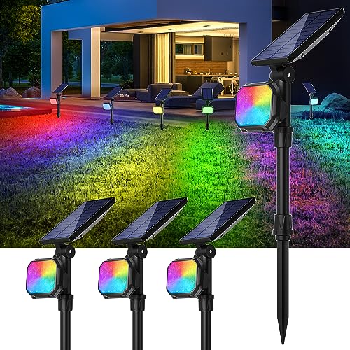 JSOT Solar Lights Outdoor, Color Changing Solar Spot Lights Outside, Solar Powered Spotlight Waterproof Tree Lights Solar Halloween Lights for Garden Yard Backyard Pathway Driveway Landscape Lighting JSOT Solar Lights Outdoor, Color Changing Solar Spot Lights Outside, Solar Powered Spotlight Waterproof Tree Lights Solar Halloween Lights for Garden Yard Backyard Pathway Driveway Landscape Lighting