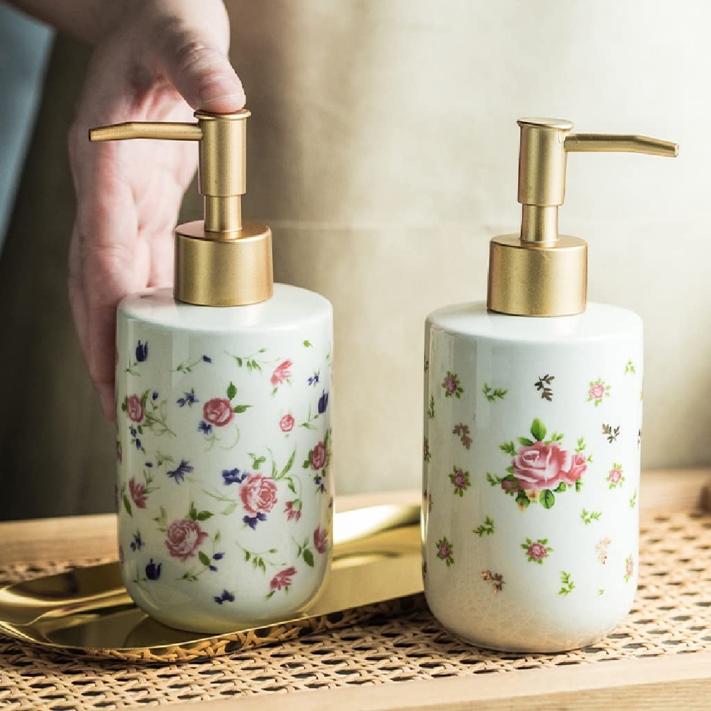 Spenderflasche for Shampoo und Duschgel, Rosenblüten-Dekor