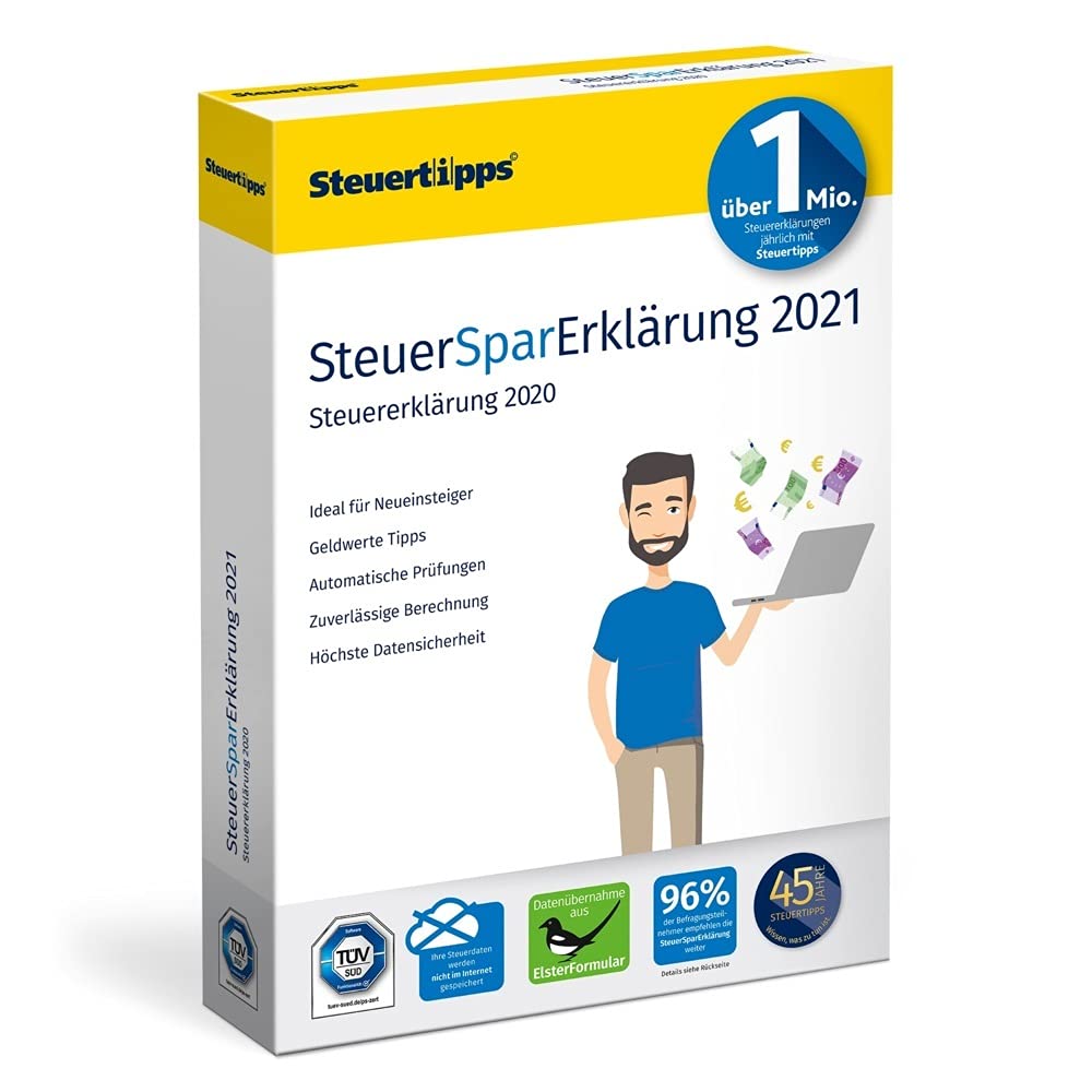 SteuerSparErklärung 2021, Schritt-für-Schritt Steuersoftware für die Steuererklärung 2020, Steuer CD-Rom Windows 10 und 8