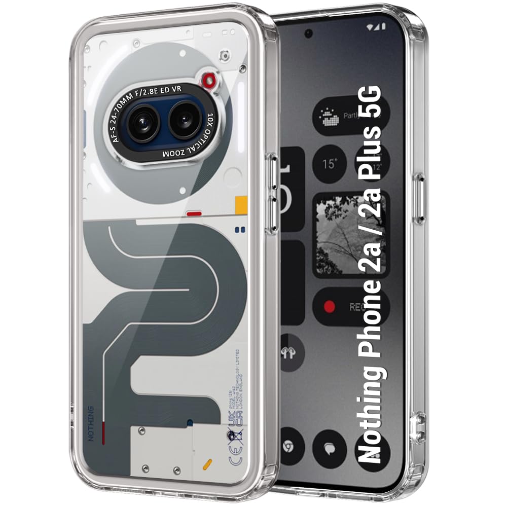 TheGiftKart Hybrid ShockProof Nothing Phone 2a / Plus 5G Back Cover Case | Stylish Camera Border | Plated Buttons | Crystal Clear Hard Back Cover (TPU & PC, Transparent Bumper)