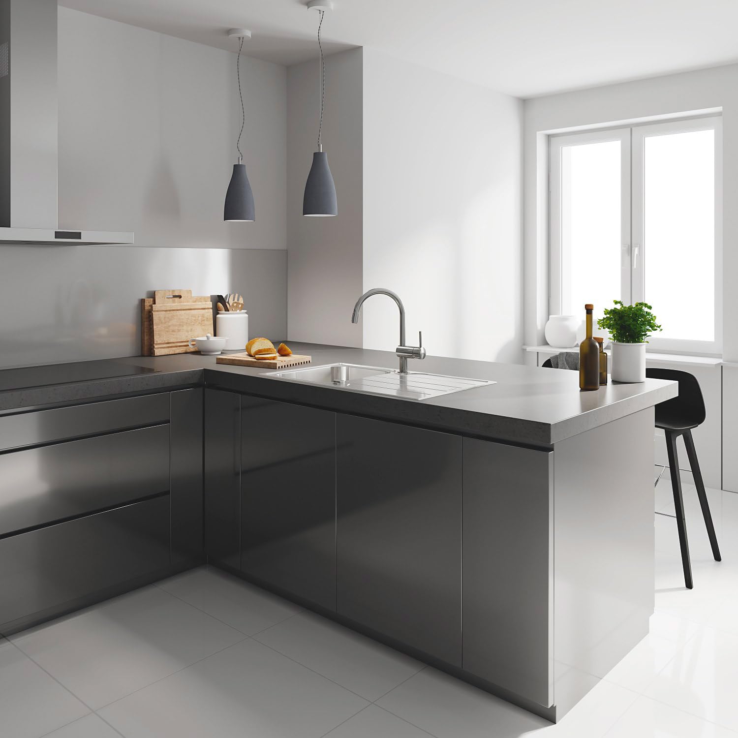 Grohe Minta - Grifo de cocina, caño alto en C extraíble, cromo, ref. 32918000