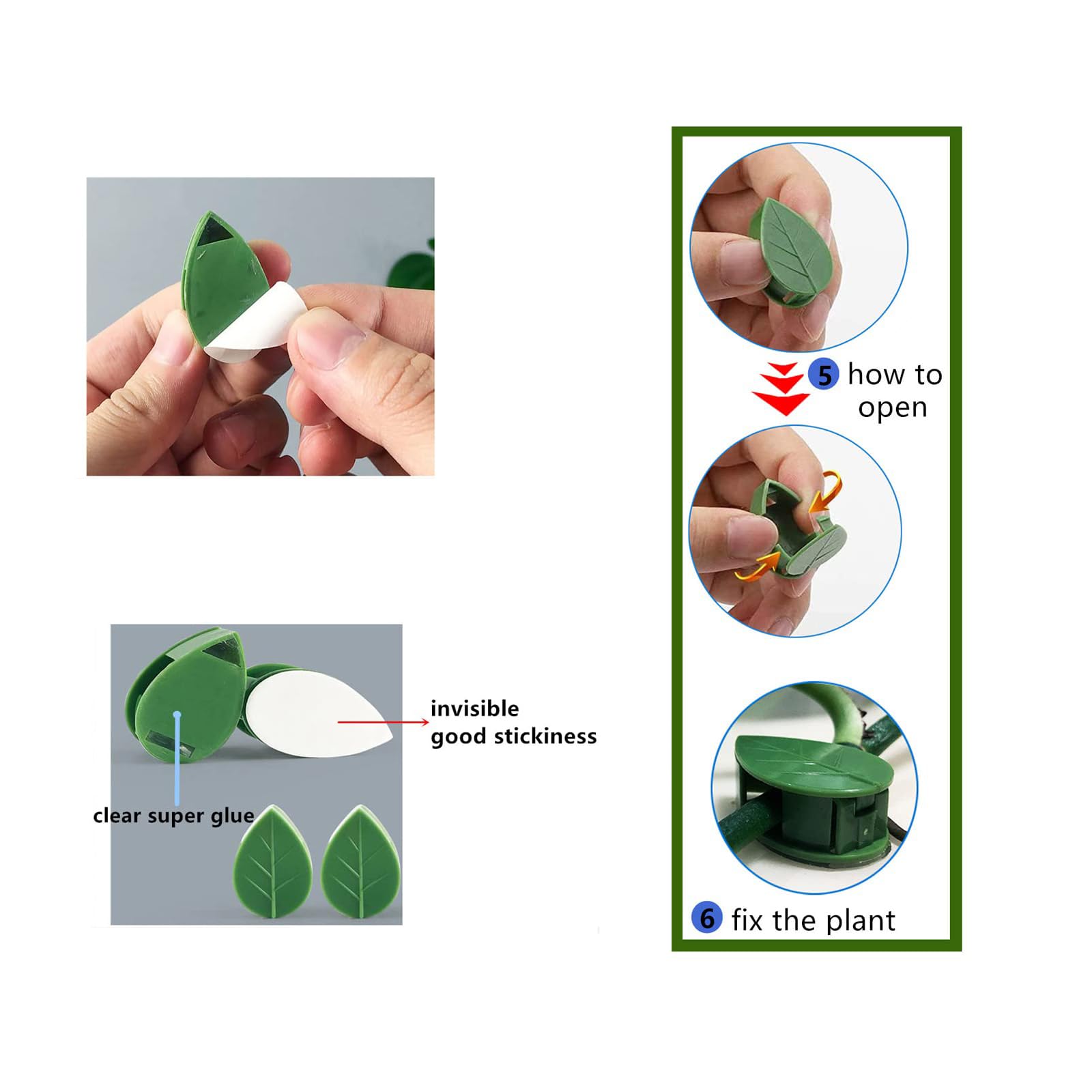 zalati Plant Climbing Supports 50pcs Plant Clips Wall Holder with Stickers for Climbing Vines Plants Wires/Cables Organizer - Image 3
