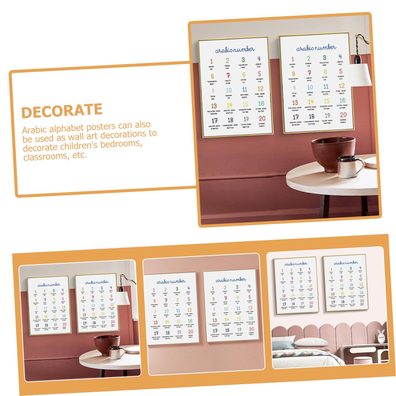 SHINEOFI 3 Set Poster Educativi Arabi Per Poster Arabper Decorare Camera Scuola E Apprendimento 2 Pezzi*3