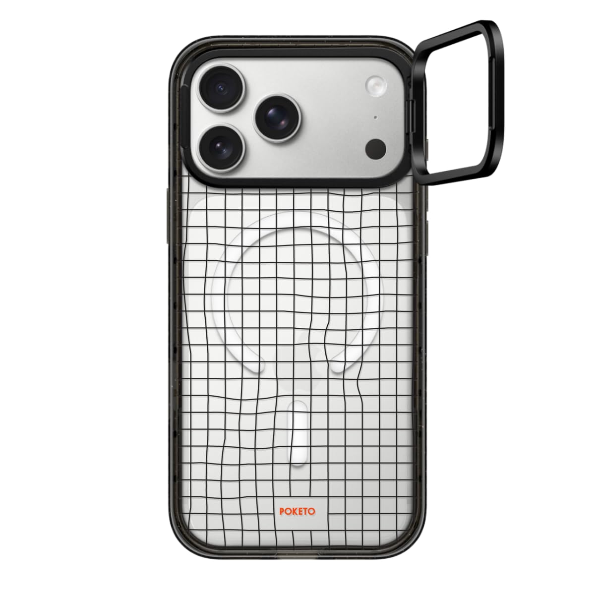 CASETiFY インパクト リングスタンド iPhone 17 Pro Max ケース [スタンド機能/MagSafe対応/耐衝撃] - Wavy Grid by Poketo - ブラック