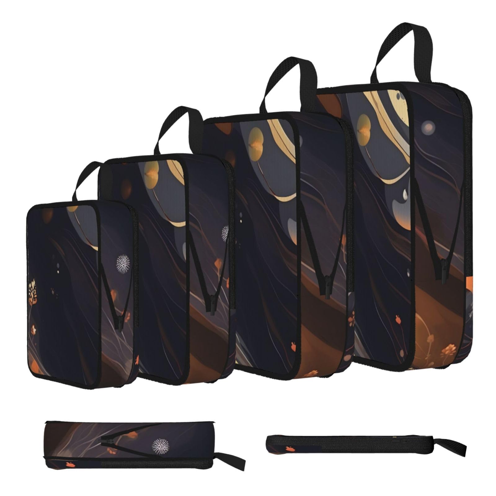 Sxzvvbn Black Dark Medium Compression Packing Cubes 4 Piece Set