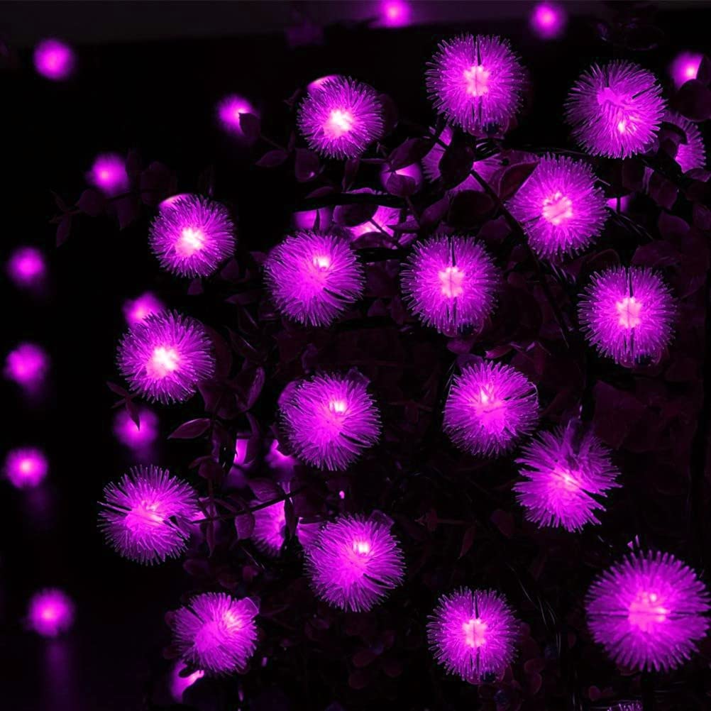 Solar-Lichterkette für den Außenbereich,12m 100LED Solar-Lichterkette mit Kugeln, wasserdicht, 8 Modi für Garten und Hof (Rosa)