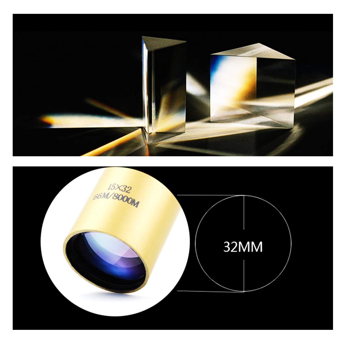Pantalla HD con Zoom telescopio monocular para Mostrar la Lupa del medidor, el Oro y el Soporte para teléfono. para Adultos Observación Aves Viajes al Aire Libre Turismo