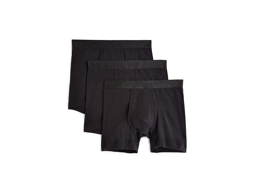 2(X)IST 3-Pack Pima Cotton Boxer Brief (Black) Men's Underwear INTERNATIONAL SHIPPING