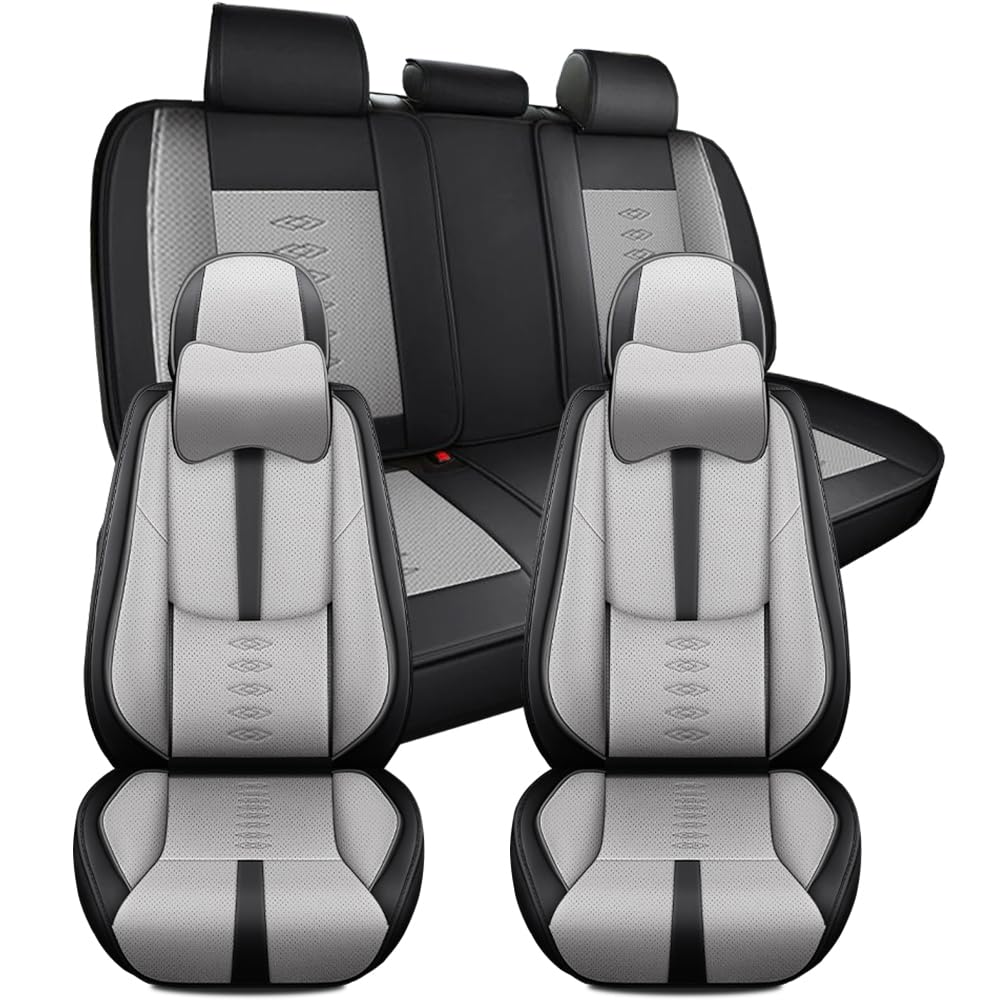 Car Seat Covers for Mercedes-Benz A-Class/AMG A 35/AMG C 43/AMG EQE/AMG G 63/AMG GLA 45/AMG GLB 35/AMG GLC 43/AMG GLC 63/AMG GLE 43/EQS 450/GLC 300/GLE 350,Seat Covers 5-Seats Luxury(Black+Gray)
