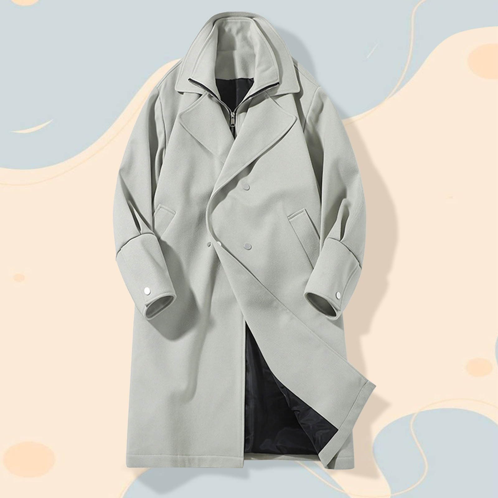 Genérico Gabardina Lana Hombre CláSico Chaqueta de Transición Abrigo de Dos Filas Estilo Británico Largo Abrigo de Invierno con Forro Desmontable para Actividades Al Aire Libre
