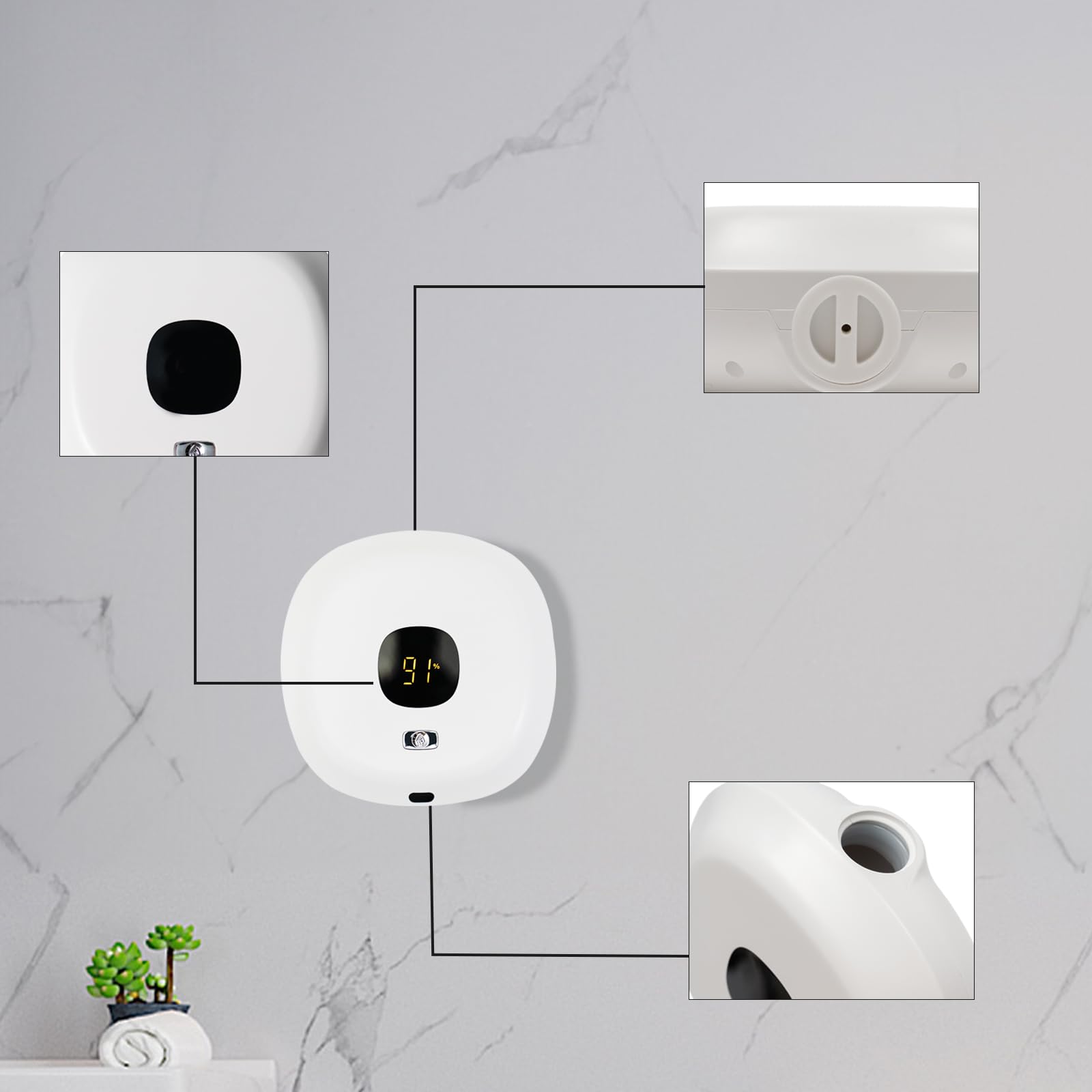 Distributore automatico di sapone in schiuma da 300 ml, distributore automatico di sapone, fissaggio a parete senza fori e ricaricabile, con sensore Soap Dispenser senza contatto