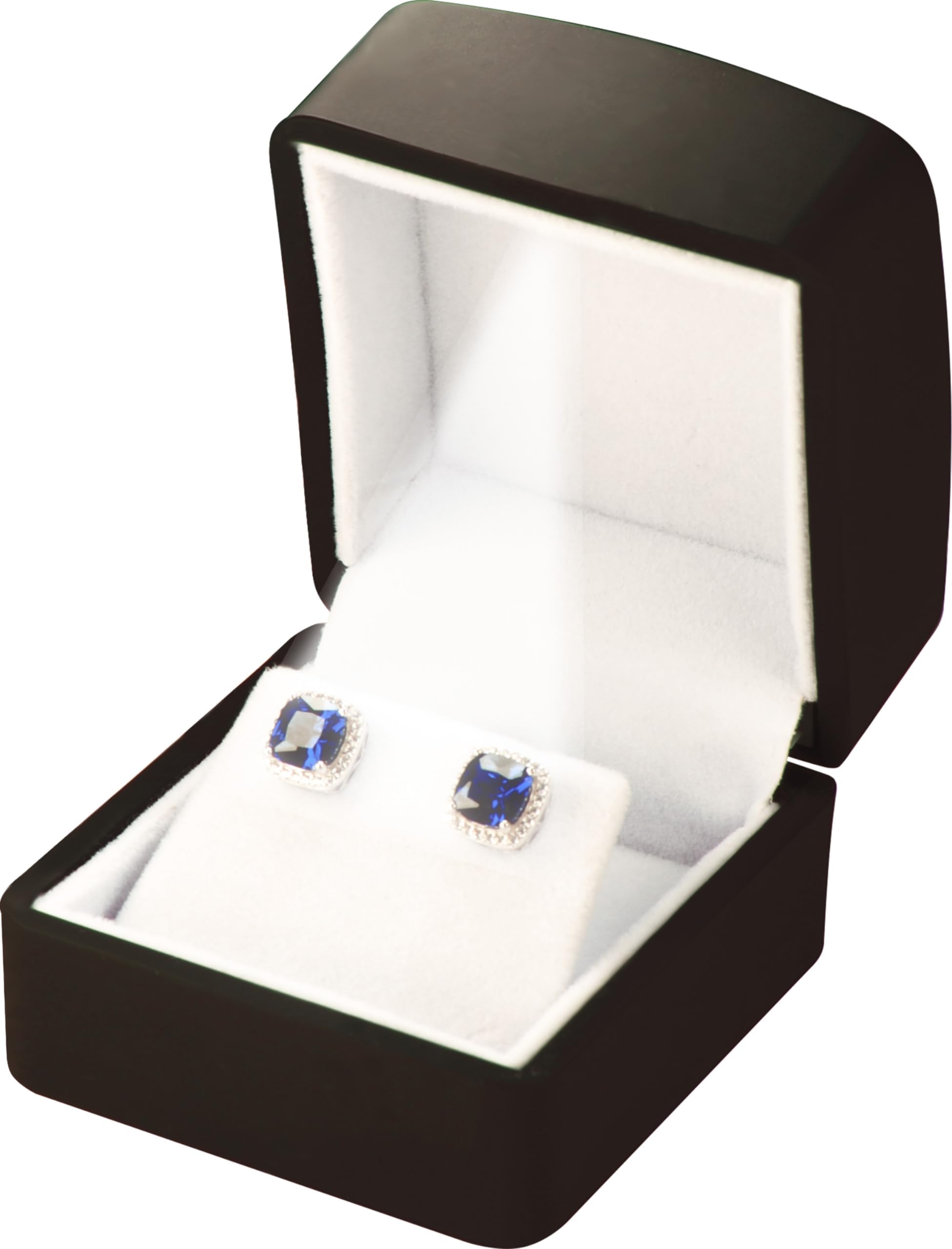 The Jewellery Pak LED Black Earring Jewelry Gift Box for Wedding, Birthday...Luxury LED Stud and Diamond Hoop Earring Jewelry Gift Box with Light for Women for Men