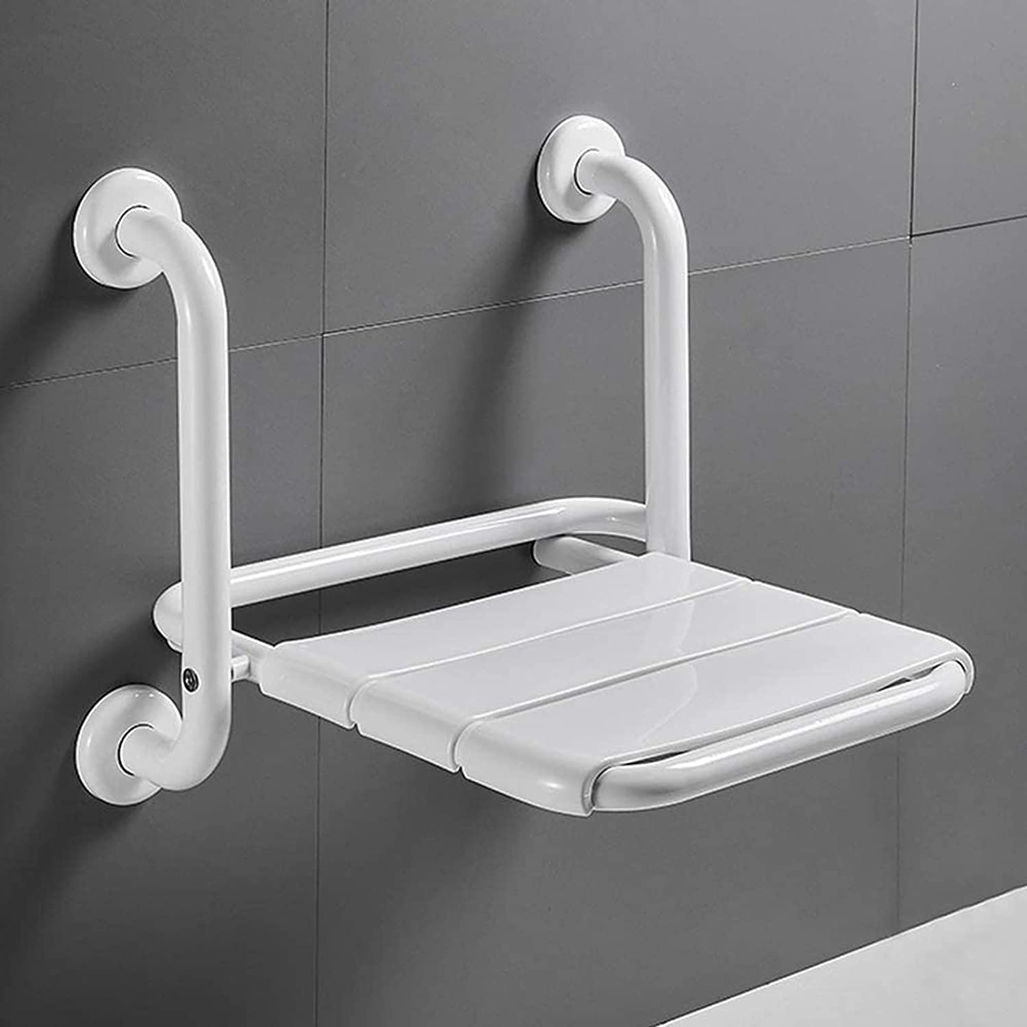 Asiento de Ducha abatible montado en la Pared Silla De Ducha Plegable Con Reposabrazos, Asiento De Ducha Montado En La Pared for Personas Mayores, Banco De Ducha De Baño Plegable Multifuncional 2 En 1
