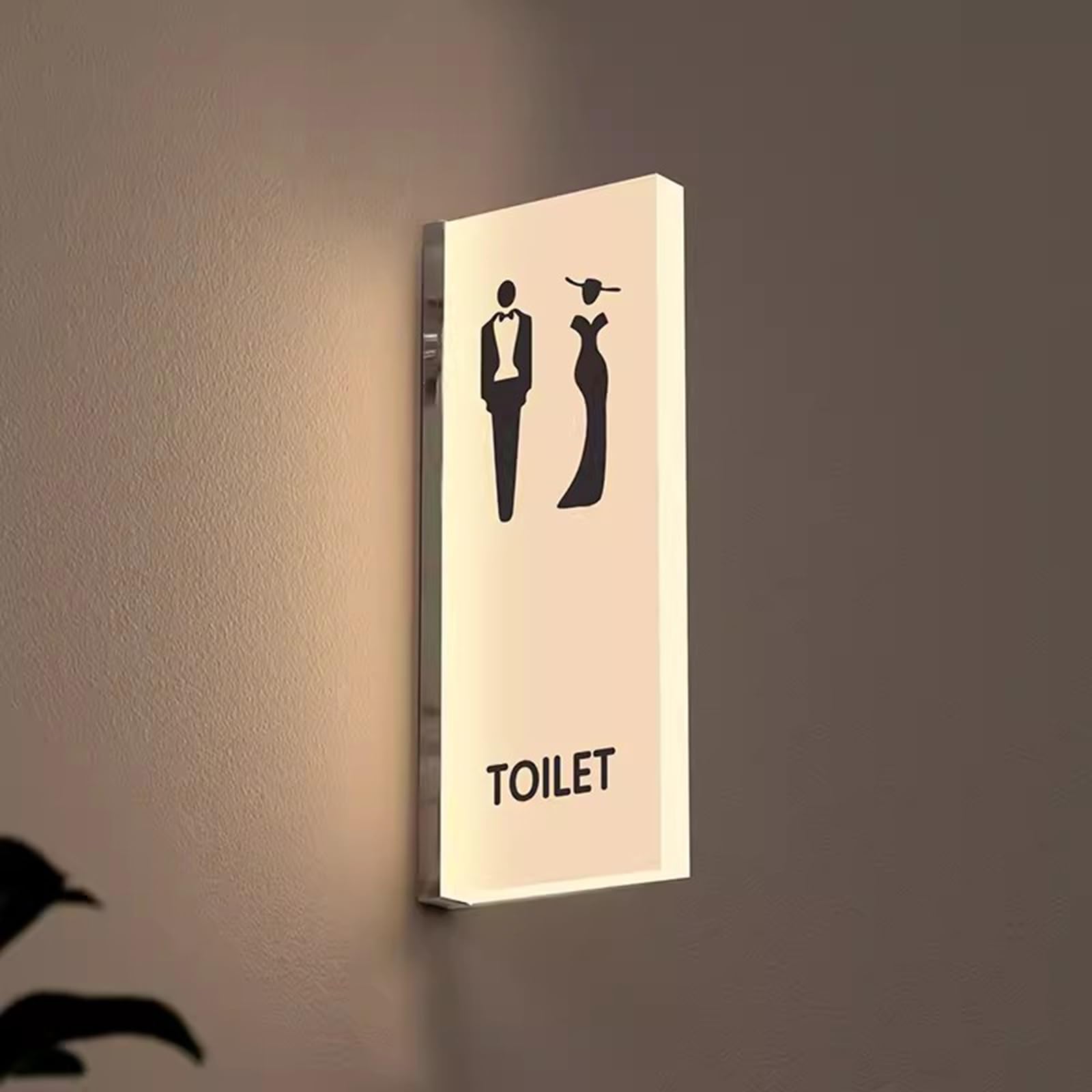 Toilet signage, 26×10.5cm Wall Hanging Light Up Toilet Sign, for Bar Mall Washroom, Public Restrooms Service