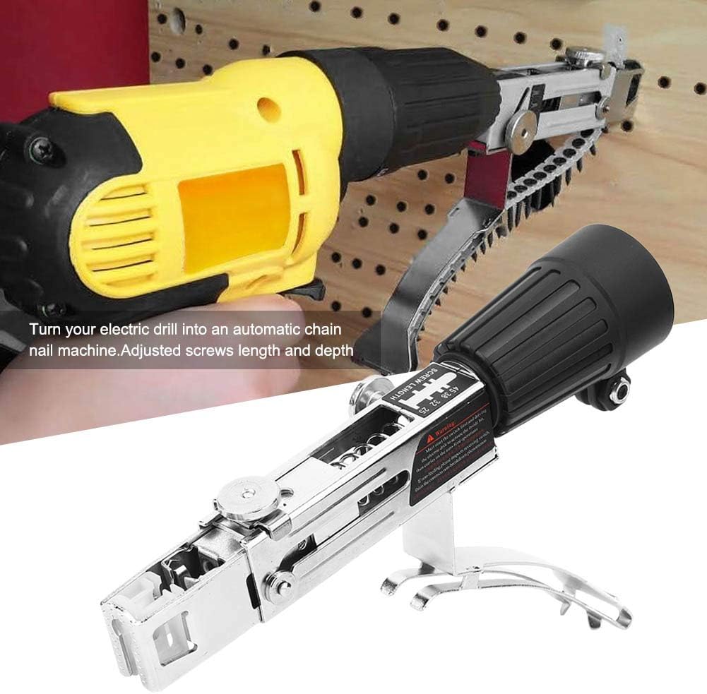 Automatic Nail Gun with 50Pcs Chain Nails Adjustable Chain Screw Gun Electric Drill Accessory for Nail Gun Electric Drill