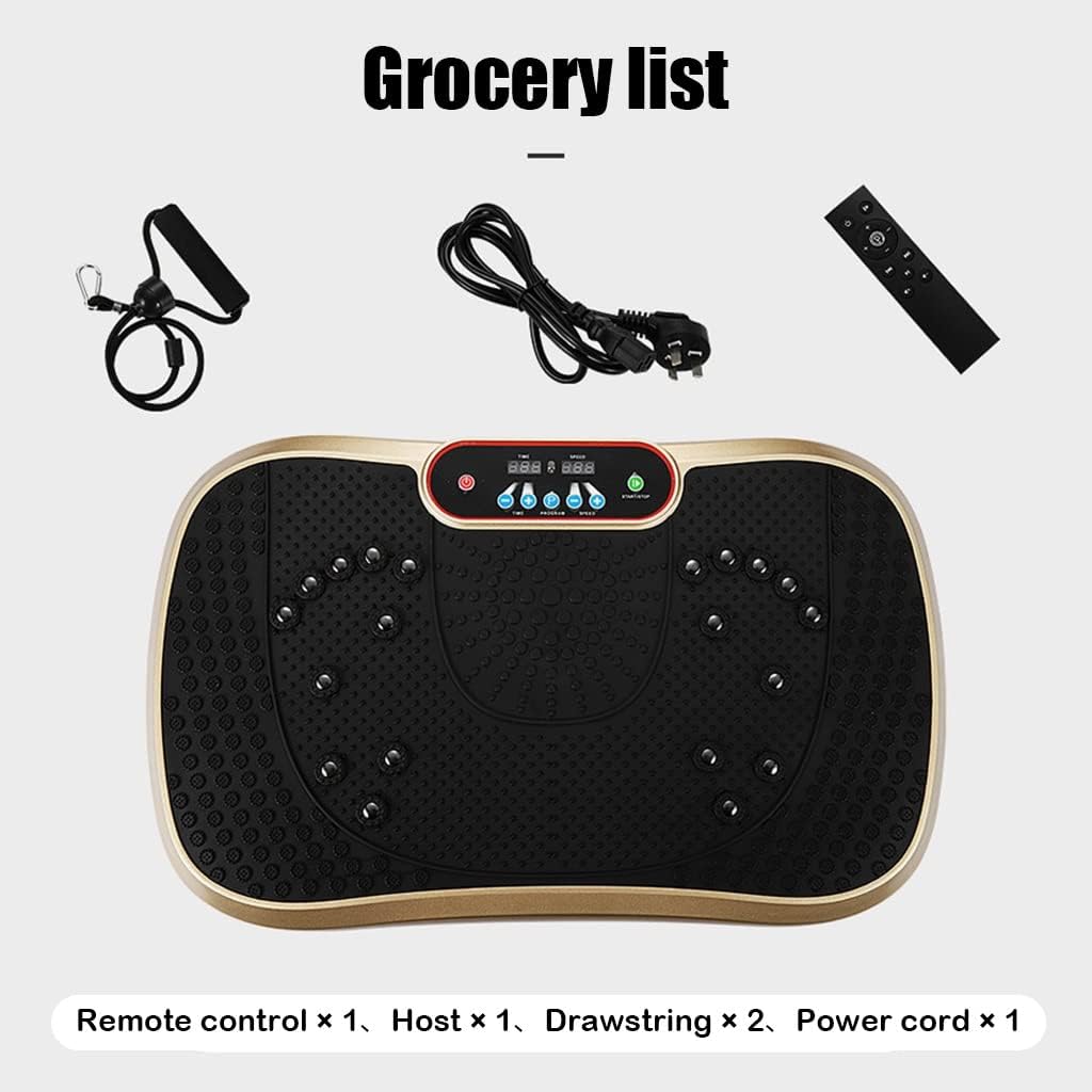 Vibration Plate Exercise Machine Full Body Fitness Platform for Weight Loss & Toning w/Resistance Bands, Remote Control