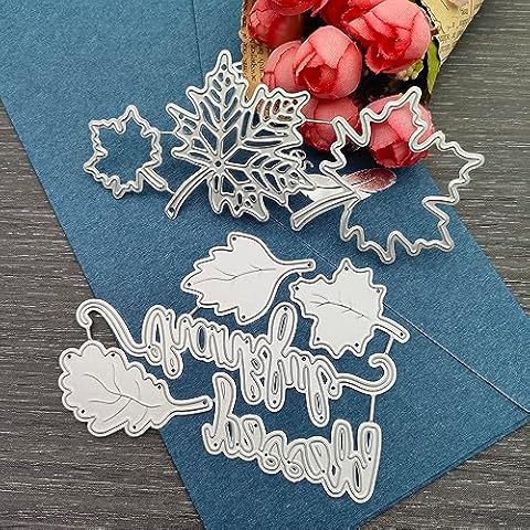 Thanksgiving Fall Metal Die Cuts for Card Making Embossing Stencils Includes Maple Leaf Die Cuts Stencils Fall Leaves Cut Dies Thankful Word Cut Dies for DIY Scrapbooking Cover