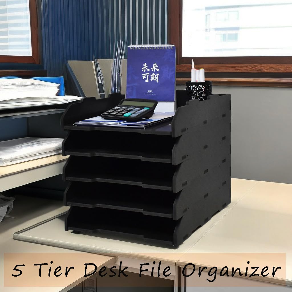 Vassoio per carta impilabile A3, organizer da scrivania a 3 ripiani, organizer da scrivania per forniture per ufficio, archiviazione di file, organizer per lettere, cartella portadocumenti per ufficio