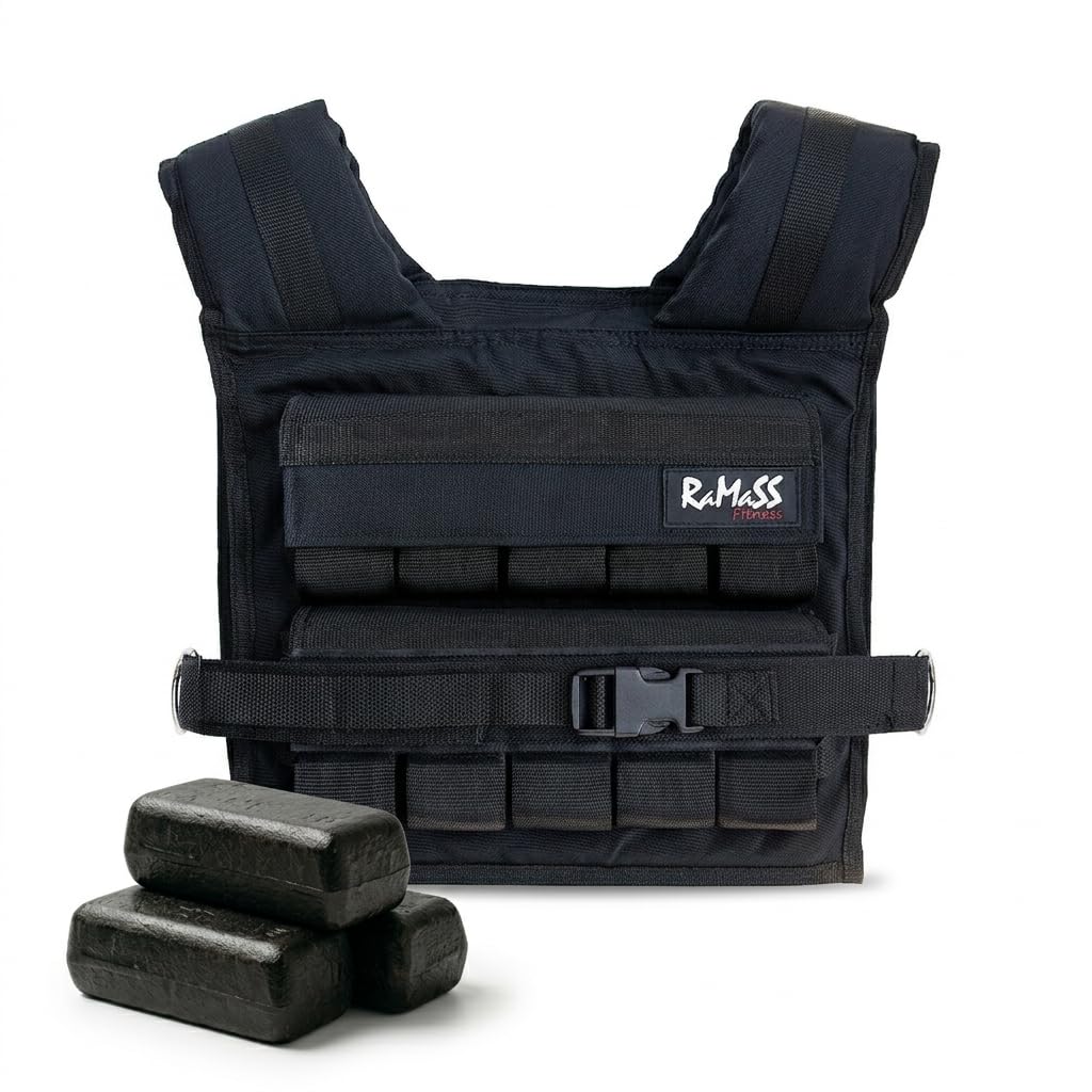Giubbotto Zavorrato 9 Kg Con Cinghie Riflettenti, Gilet Di Allenamento Con Fibbie Regolabili E Borsa A Rete Nero