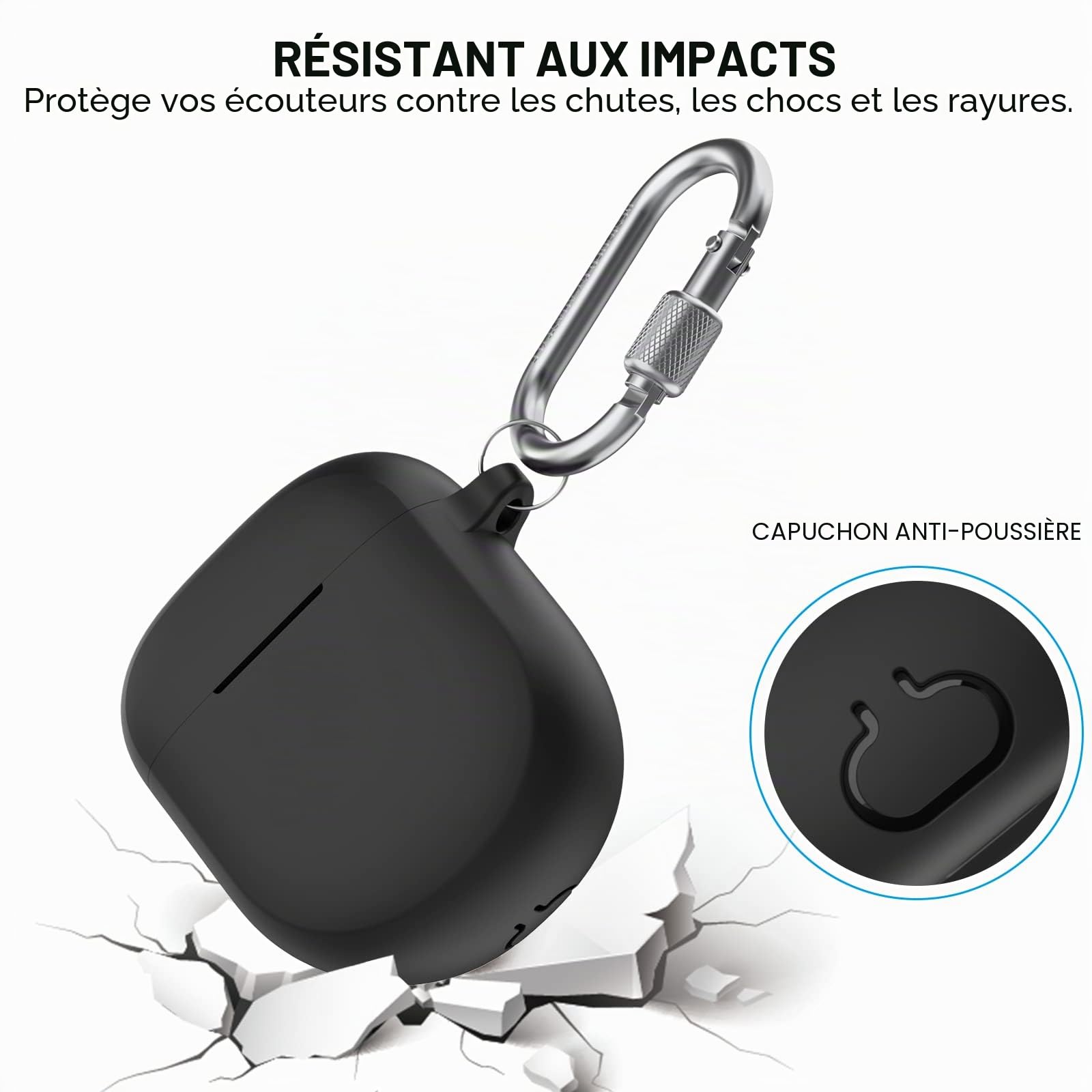 Coque Silicone pour Bose QuietComfort Ultra Earbuds II 2023 - Étui Protection Anti-Rayures Antichoc Noir