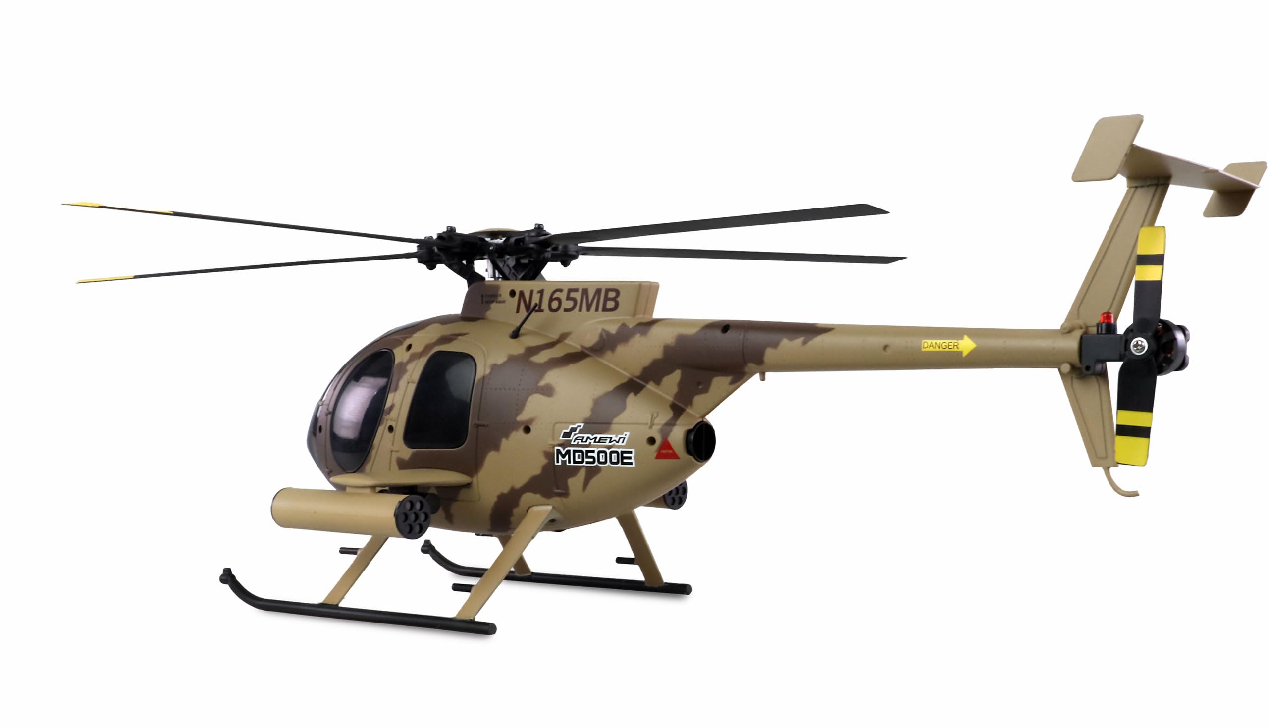 Amewi AFX MD500E 25336 - Elicottero militare brushless 4 canali, 325 mm, 6G RTF marrone