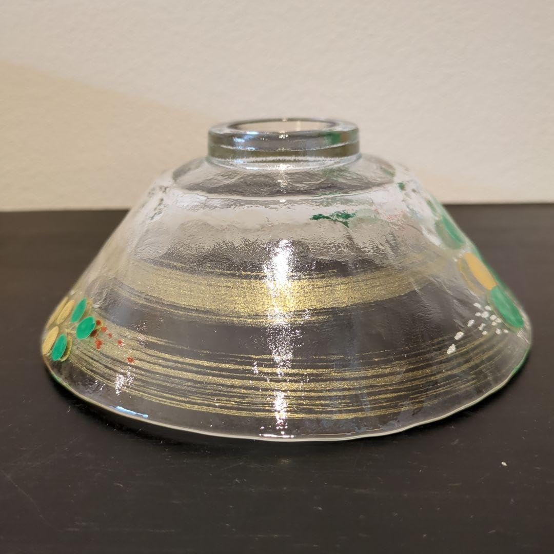 ガラス製抹茶碗　水崎長寿　義山平茶盌　　銘【銀箔清流】 ガラス製抹茶碗 水崎長寿 義山平茶盌 銘【銀箔清流】