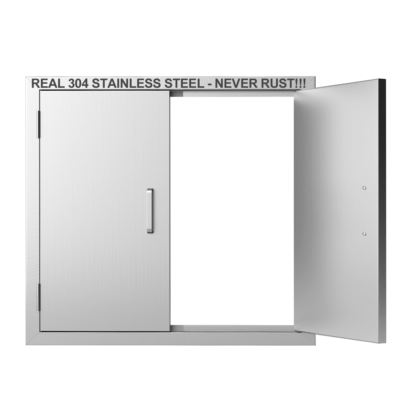 Outdoor Kitchen Doors 24" W x 24" H-304 Stainless Steel Never Rust BBQ Access Door-Double Layer-Outside Cabinet Door-Weatherproof GrillDoor-Flush Mount BBQ Island Doors-MetalDoor for Outdoor Kitchen