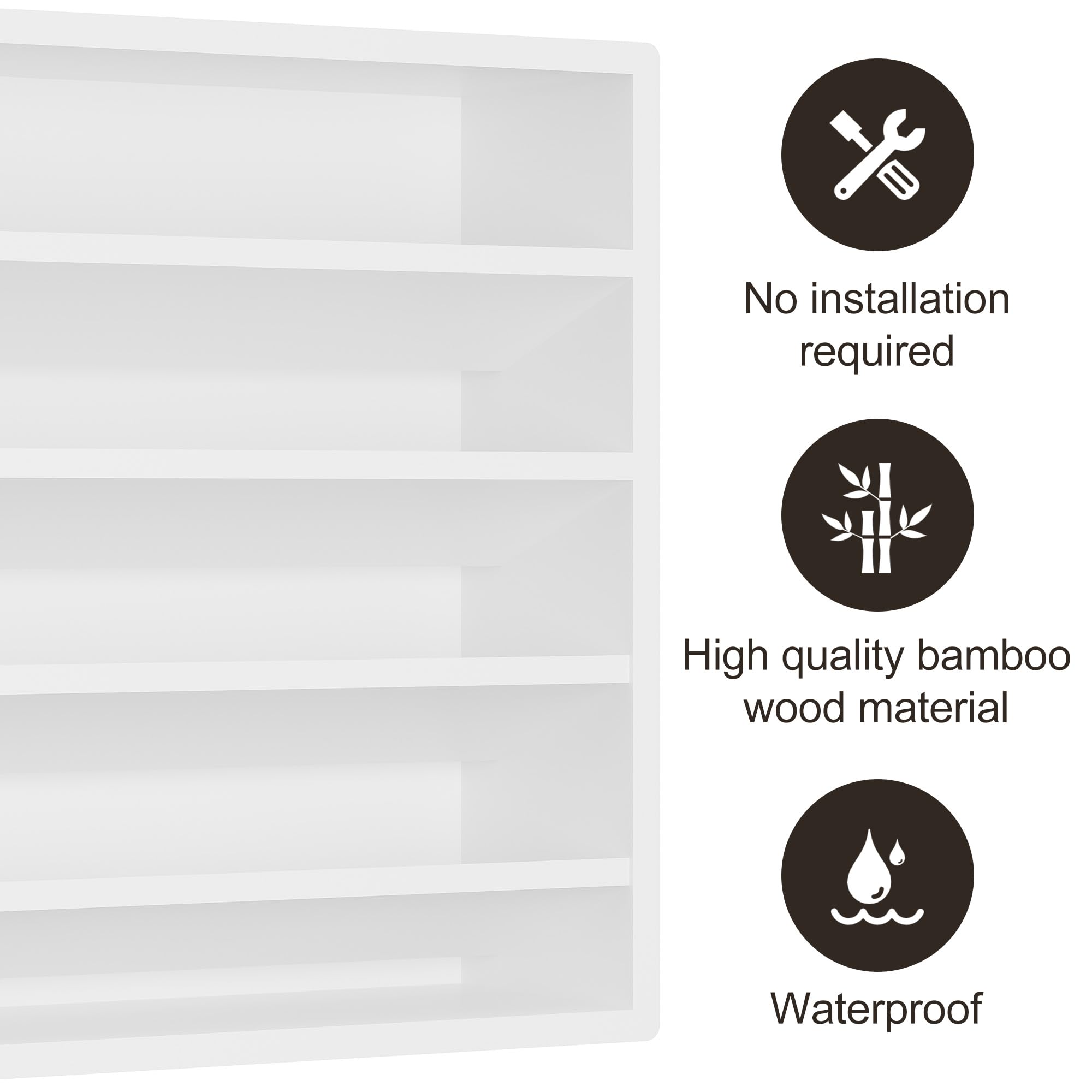 Orimade Étagère à épices à 4 niveaux pour armoire, étagère autoportante en bambou pour comptoir, placard, garde-manger, cuisine, 33,5 x 10,5 x 31 cm (pots à épices non inclus), blanc