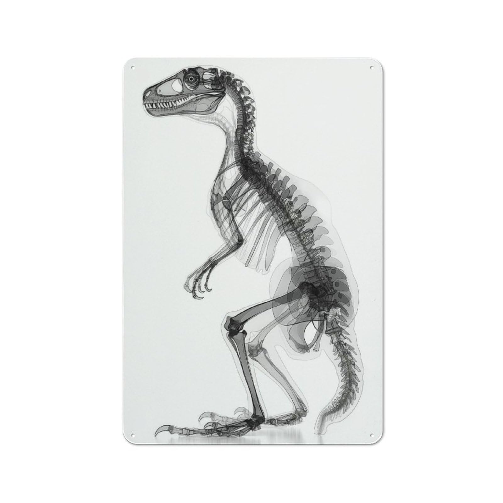 Junmoney Dinosaur In Xrays For Garden Room Or Summerhouse, Vintage Tin Sign 30X20cm, For Display In Garden Rooms And Summerhouses