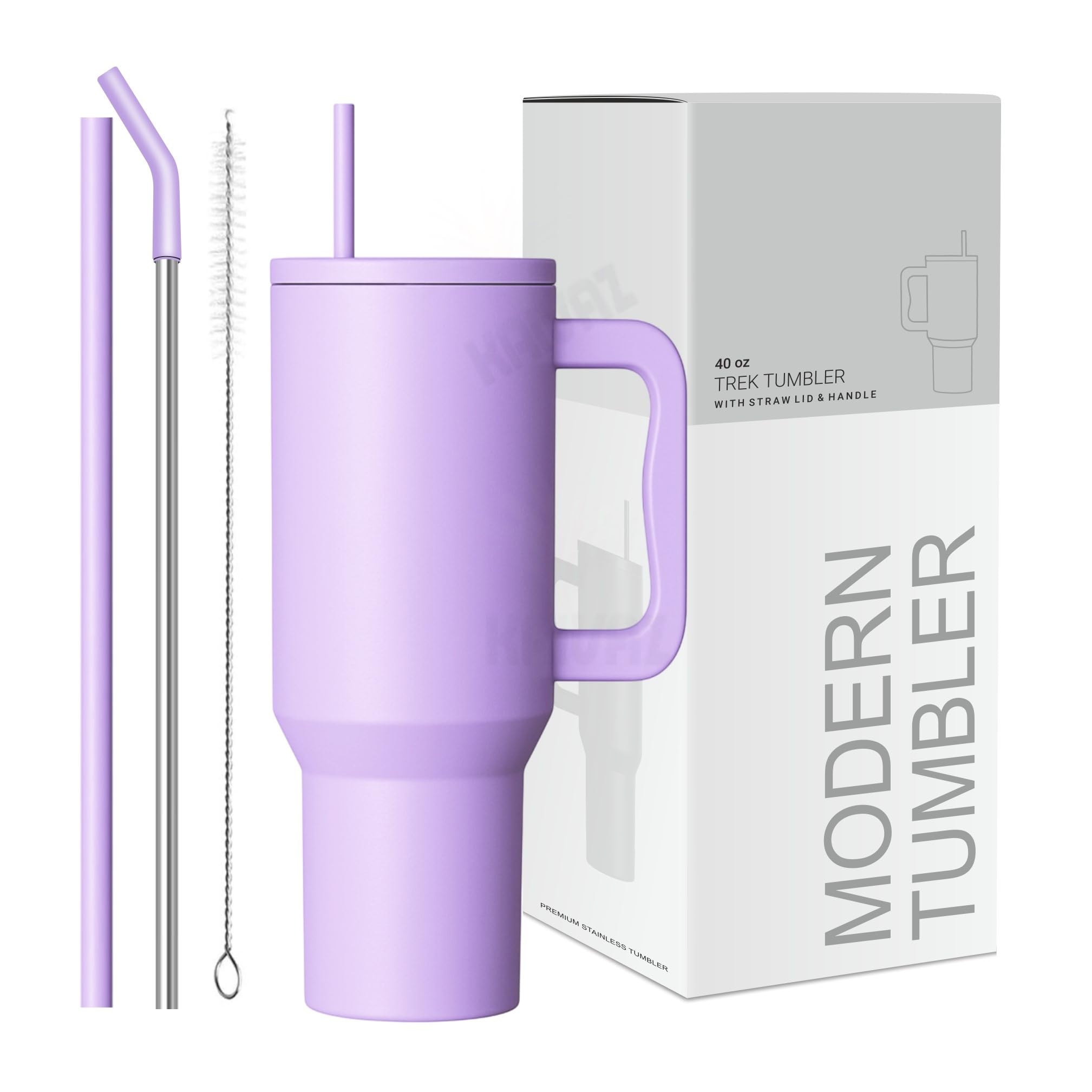 KRIVAZ Stainless Steel Tumbler with Lid & Straw, 100% Leakproof Tumblers with Handle,Sipper for Office,Gym & Outdoors 1200ml Tumbler (Purple)