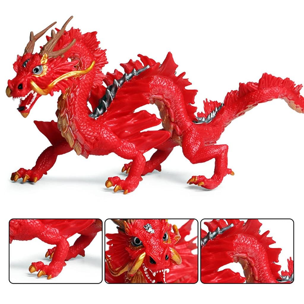 HEAVY DRIVER® Chinese Dragon Figurine | Red PVC Mythical Creature Model for Display, Learning, Art Projects & Decorative Use 1