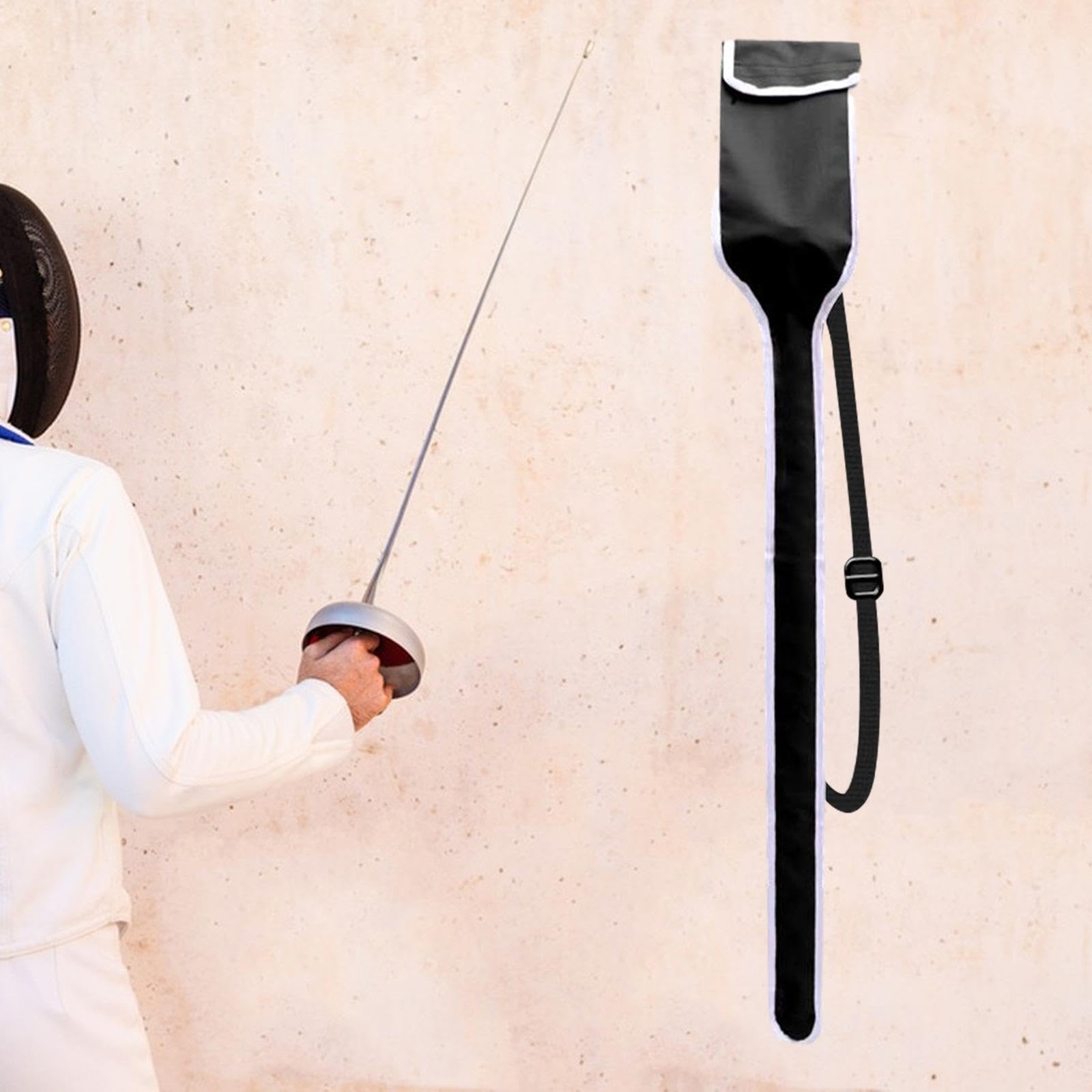 B Baosity Adult Fencing Sword Bag Fencing Sling Gift for Fencer Waterproof for Foil, Saber and Epee Fencing Accessories Shoulder Bag, Black, 124cm