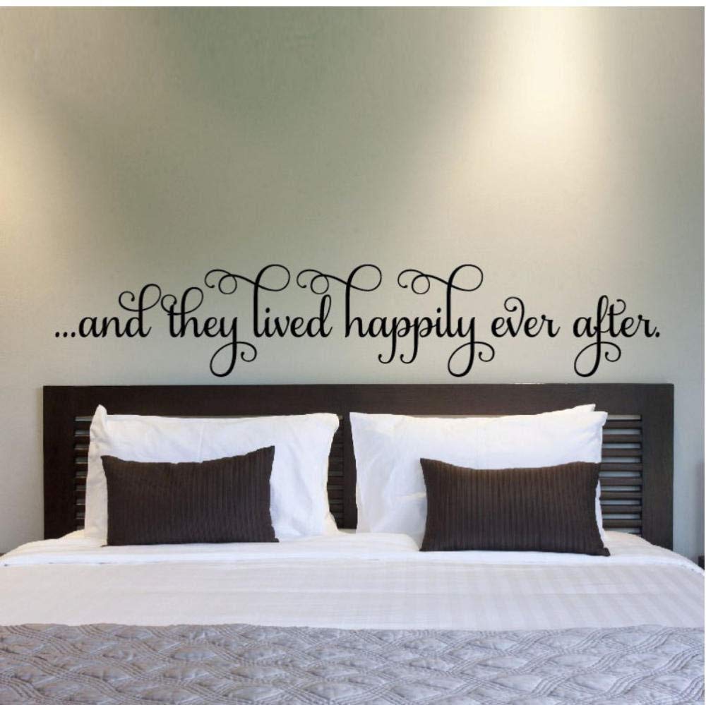 RZDY They Lived Happily Wall Stickers Bedroom Art Vinyl Sticker Living Room Removable Art Vinyl Wall Decal 157x43cm