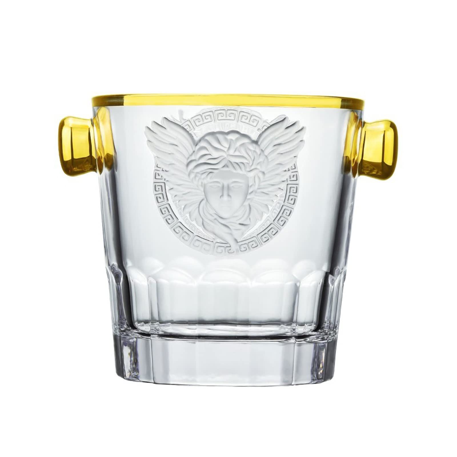 cubitera vino Cubitera de cristal transparente con asas, cubo de vino transparente, bañera redonda for bebidas, lujosa botella de cerveza, enfriador de bebidas, cubo grande for champán for fiestas, ba