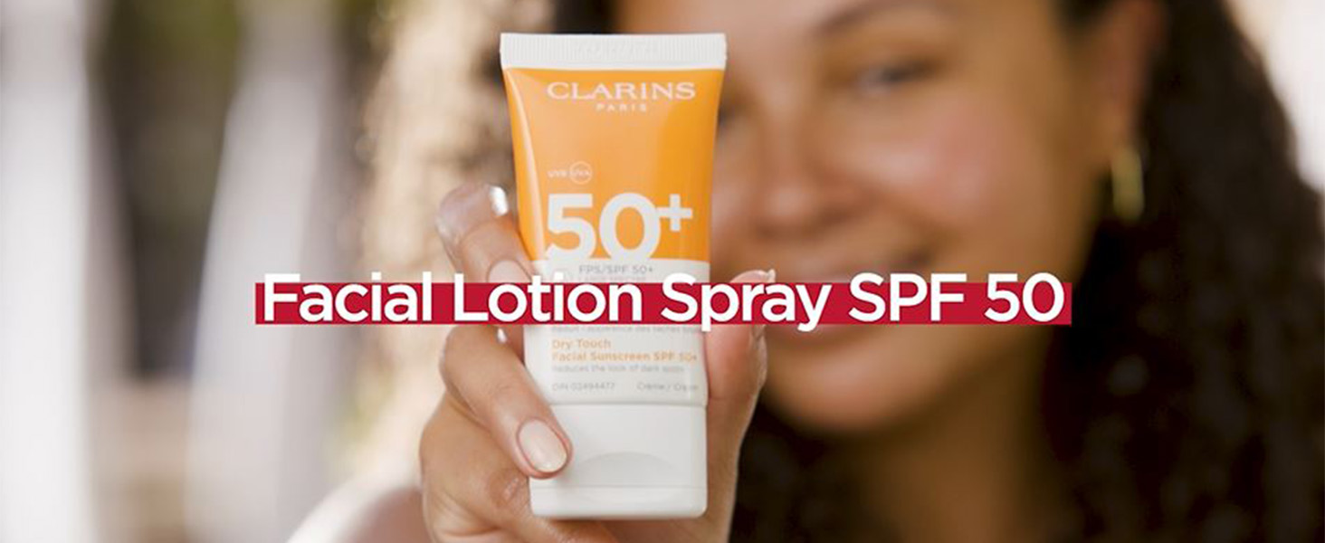 Clarins Dry Touch Face Sunscreen | Broad Spectrum SPF 50+ | UVA/UVB Protection | Lightweight and No White Cast | Enriched with Antioxidants | All Skin Types, including Sensitive Skin | 1.7 Ounces