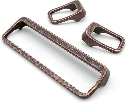 Vista 5 de Paquete de 10 tiradores de cobre antiguo de 58 pulgadas (0.630 in) con agujero central retro de bronce rojo, manijas de cajón, accesorios