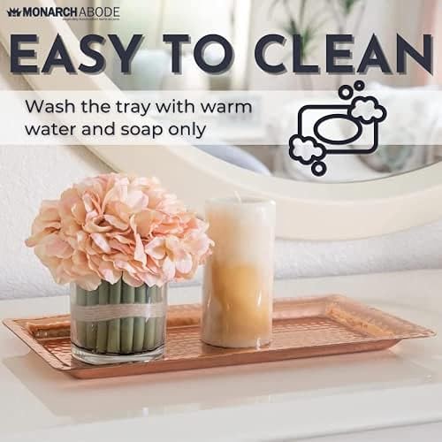 Miniatura 5 de Monarch Abode Bandeja decorativa, organizador de encimera de baño, bandeja de tocador, almacenamiento de encimera de cocina, plato martillado a