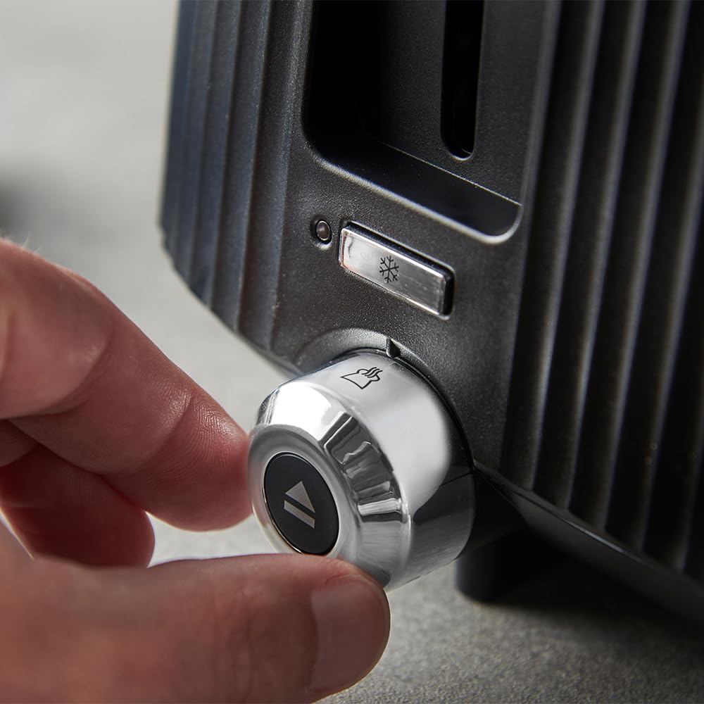 Russell Hobbs Grille pain [pour 2 tranches] Brontë Noir (6 réglages, finition mate, accents argentés, décongélation, réchauffage, surélévation, Lift & Look, support pour petits pains) 26760-56